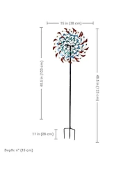 Rainbow Breezes Powder-Coated Iron Wind Spinner - 84" H - Red, Blue, Yellow, and Turquoise