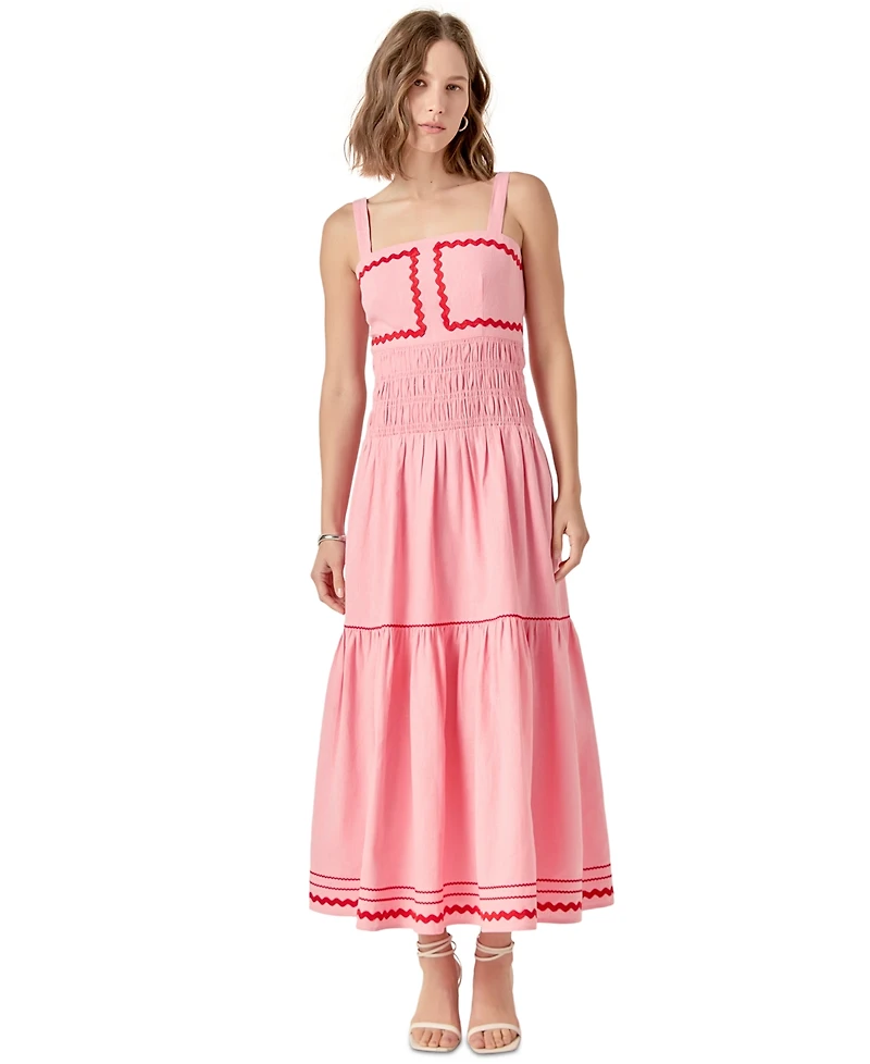 English Factory Women's Ric Rac Square-Neck Maxi Dress
