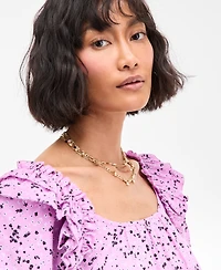 On 34th Women's Printed Balloon-Sleeve Blouse, Exclusively at Macy's