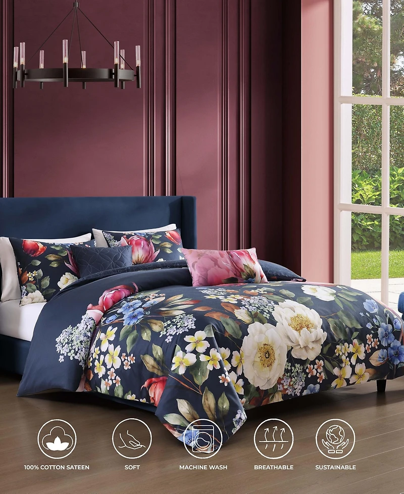 Bebejan Renaissance Bedding 100% Cotton Sateen 5 Piece Queen Size Reversible Comforter Set