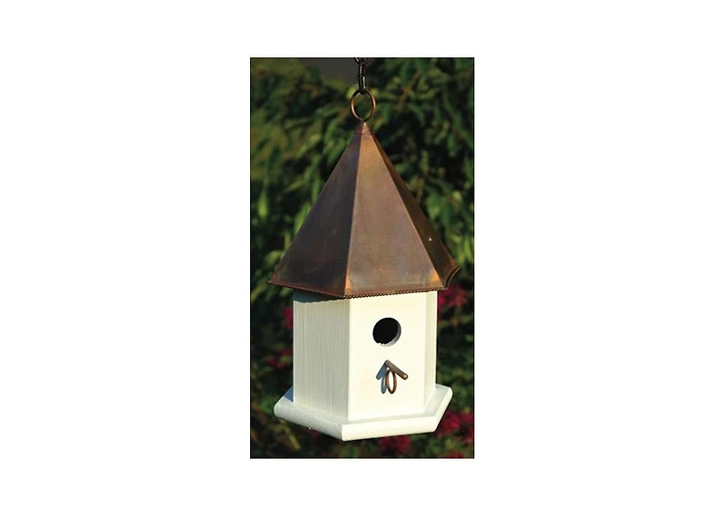 Wooden Songbird Birdhouse with Copper Roof for Outdoor Garden Nesting