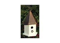 Wooden Songbird Birdhouse with Copper Roof for Outdoor Garden Nesting