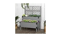 Weatherproof Wooden Planter Box with Integrated Flower Shelf