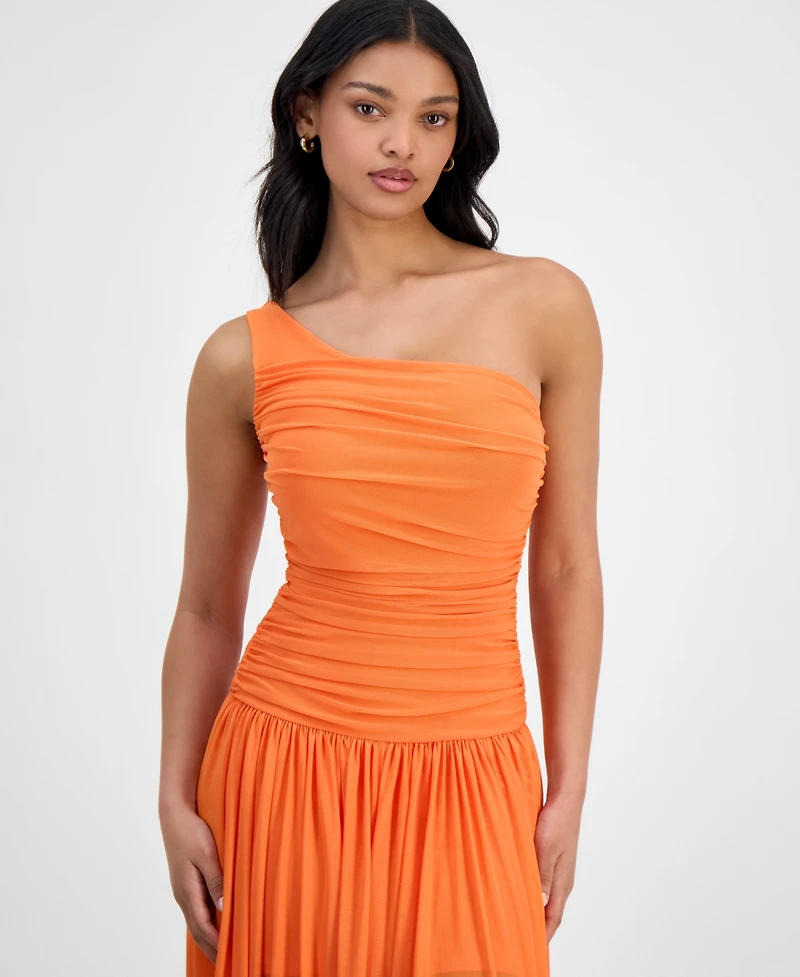 Bar Iii Women's One-Shoulder Handkerchief-Hem Midi Dress, Exclusively at Macy's