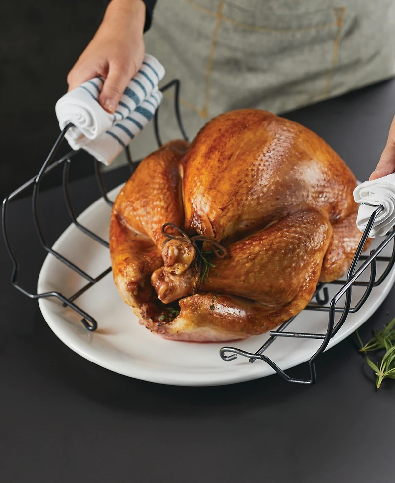 Circulon Carbon Steel 2 Pc. Ultra-lasting 17" x 13" Nonstick Roasting Pan with Easy Serve Rack