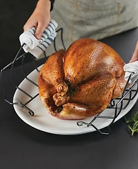 Circulon Carbon Steel 2 Pc. Ultra-lasting 17" x 13" Nonstick Roasting Pan with Easy Serve Rack
