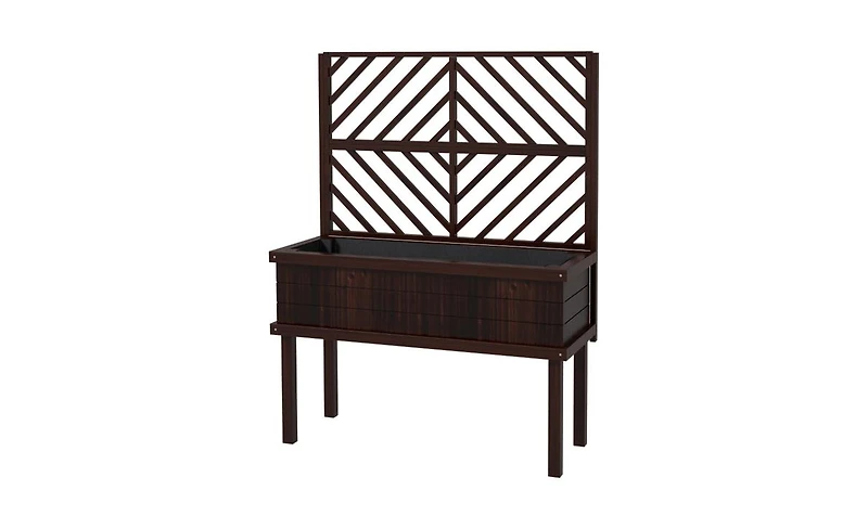 Multi-Functional Wooden Planter Box with Flower Shelf