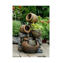 2-in-1 Outdoor Polyresin 15-Gallon Pouring Pots Water Fountain Planter