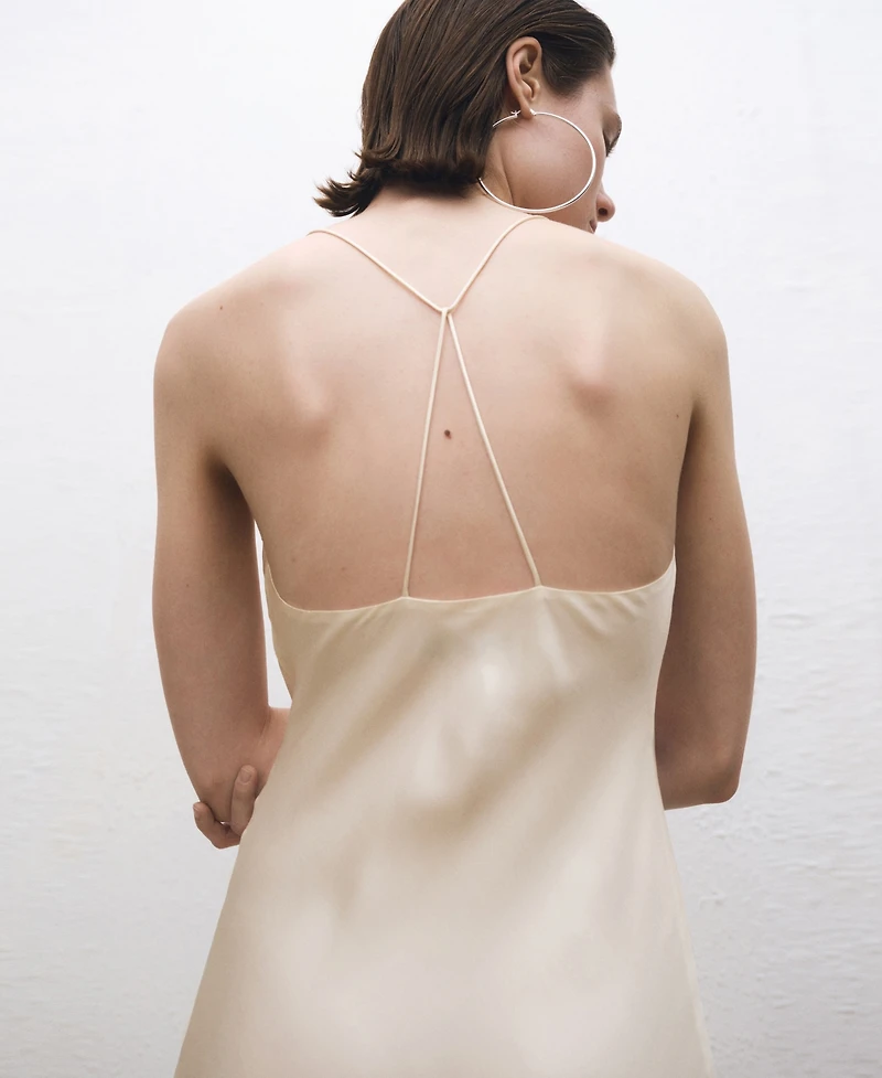 Mango Women's Draped Neckline Silk Dress