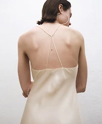 Mango Women's Draped Neckline Silk Dress