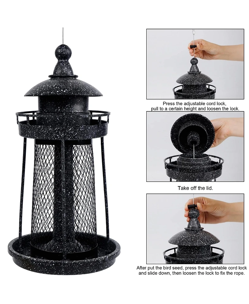 Twinkle Star Hanging Wild Bird Feeder Panorama Gazebo Lighthouse Design
