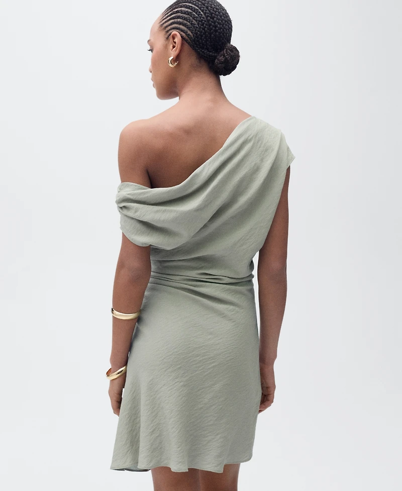 Mango Women's Asymmetrical Draped Short Dress
