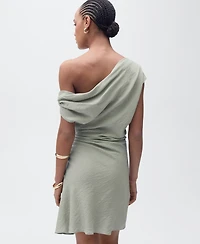 Mango Women's Asymmetrical Draped Short Dress