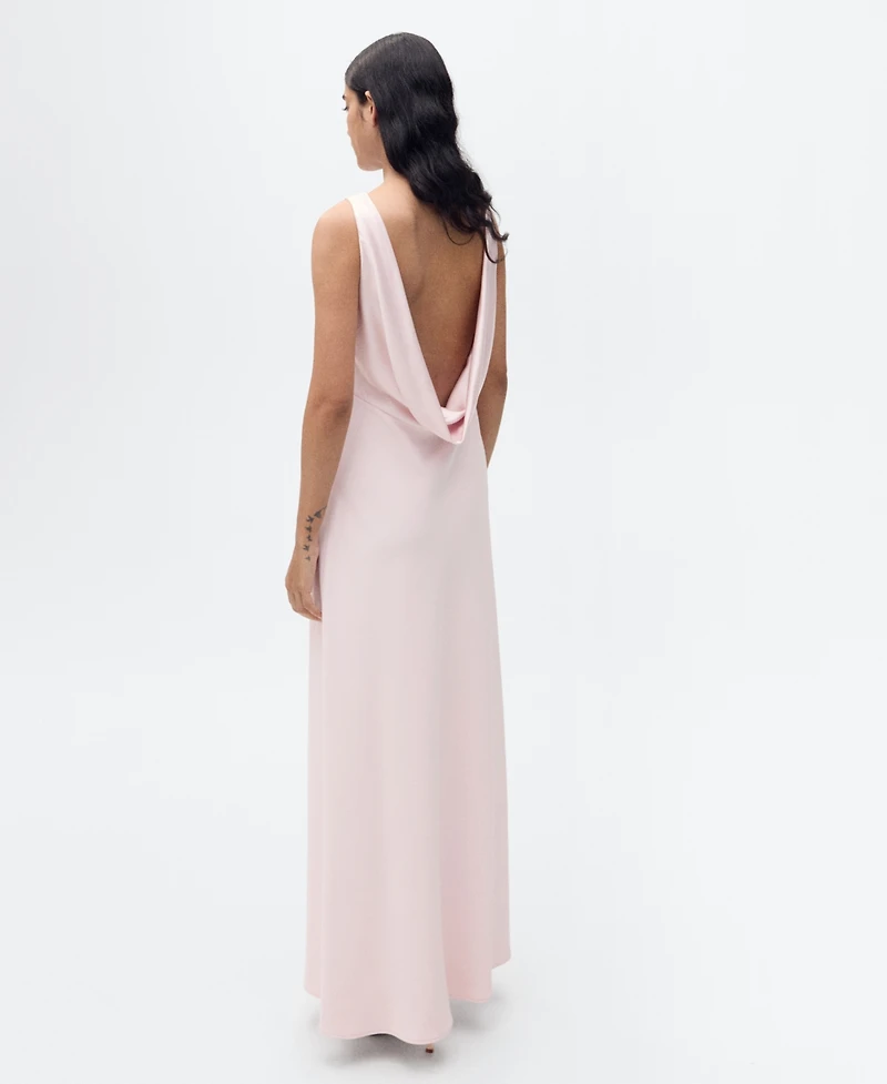 Mango Women's Open Back Satin Dress