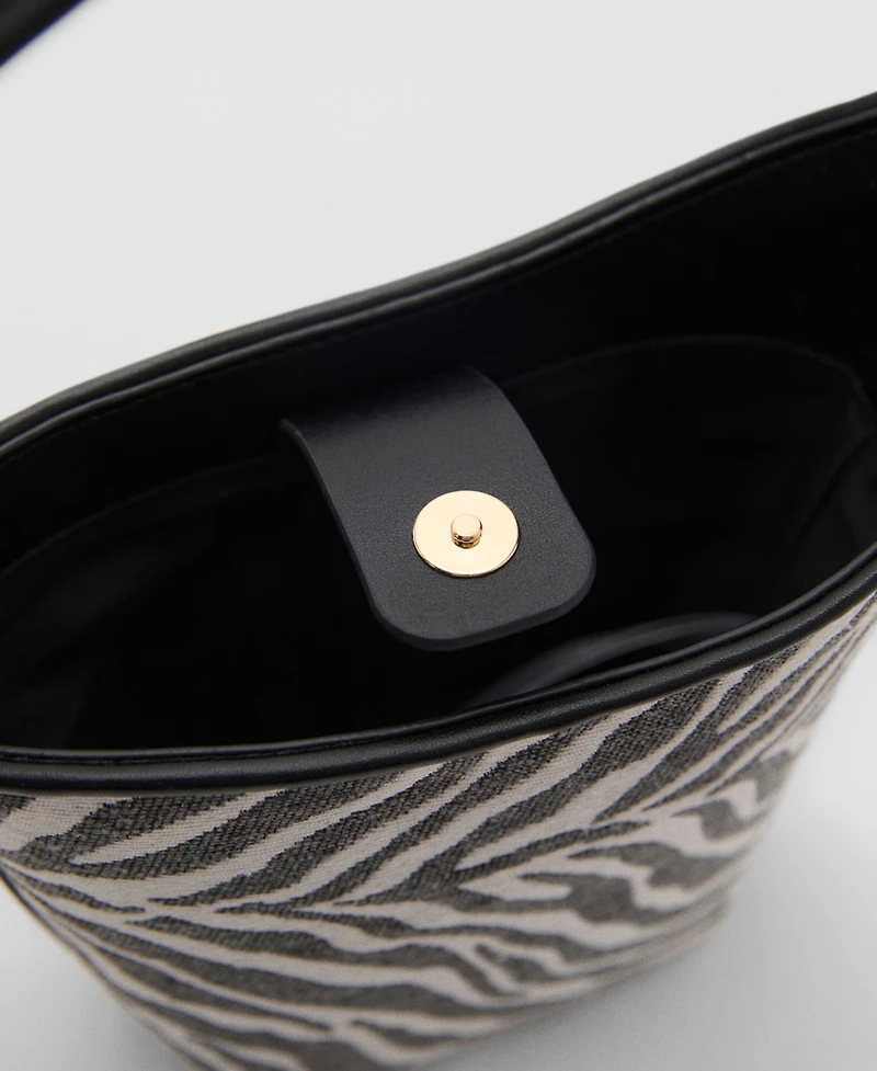 Mango Women's Zebra-Print Bucket Bag