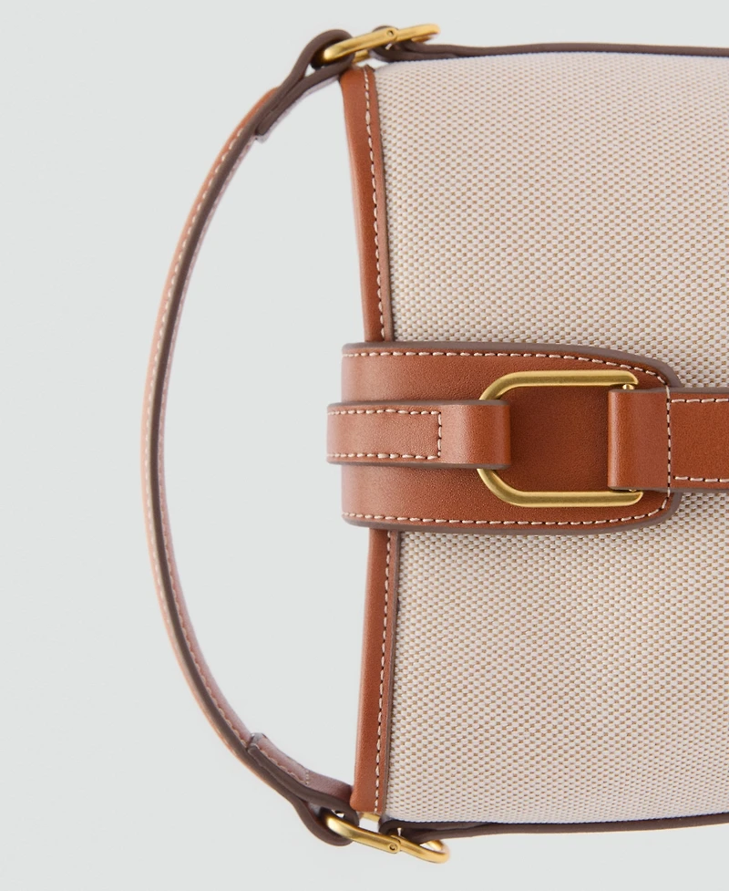 Mango Women's Contrasting Canvas Bucket Bag