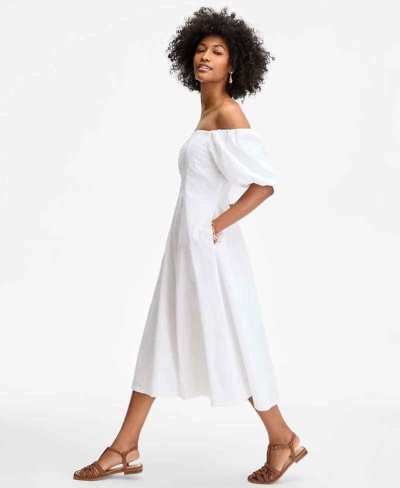 On 34th Women's Off-The-Shoulder Puff-Sleeve Midi Dress, Exclusively at Macy's
