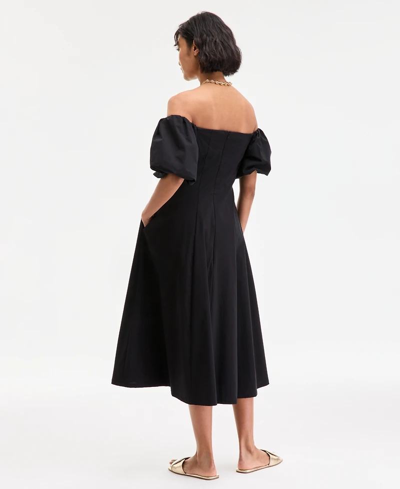 On 34th Women's Off-The-Shoulder Puff-Sleeve Midi Dress, Exclusively at Macy's