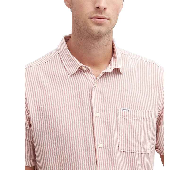 Barbour Men's Deerpark Linen Short Sleeve Striped Button-Front Shirt