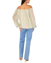 Vince Camuto Women's Stripe Off-the-Shoulder Tied-Hem Top