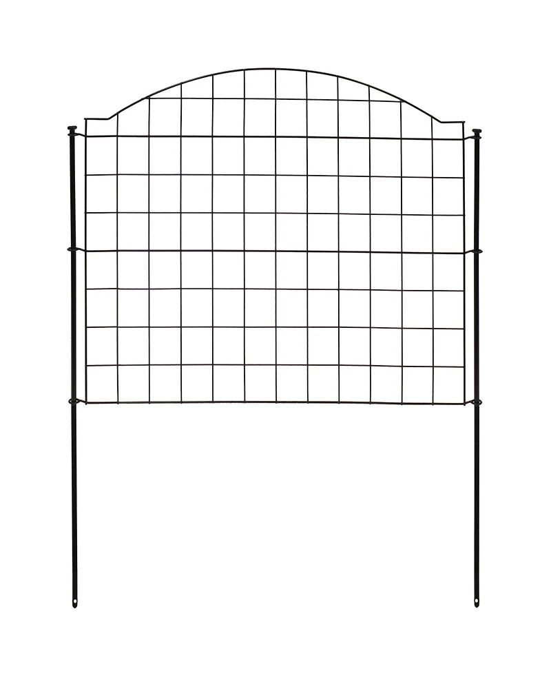 Outdoor Lawn and Garden Steel Arched Grid Style Decorative Border Fence Panel Set - 12.5' - Black - 5pk