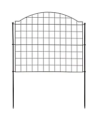 Outdoor Lawn and Garden Steel Arched Grid Style Decorative Border Fence Panel Set - 12.5' - Black - 5pk