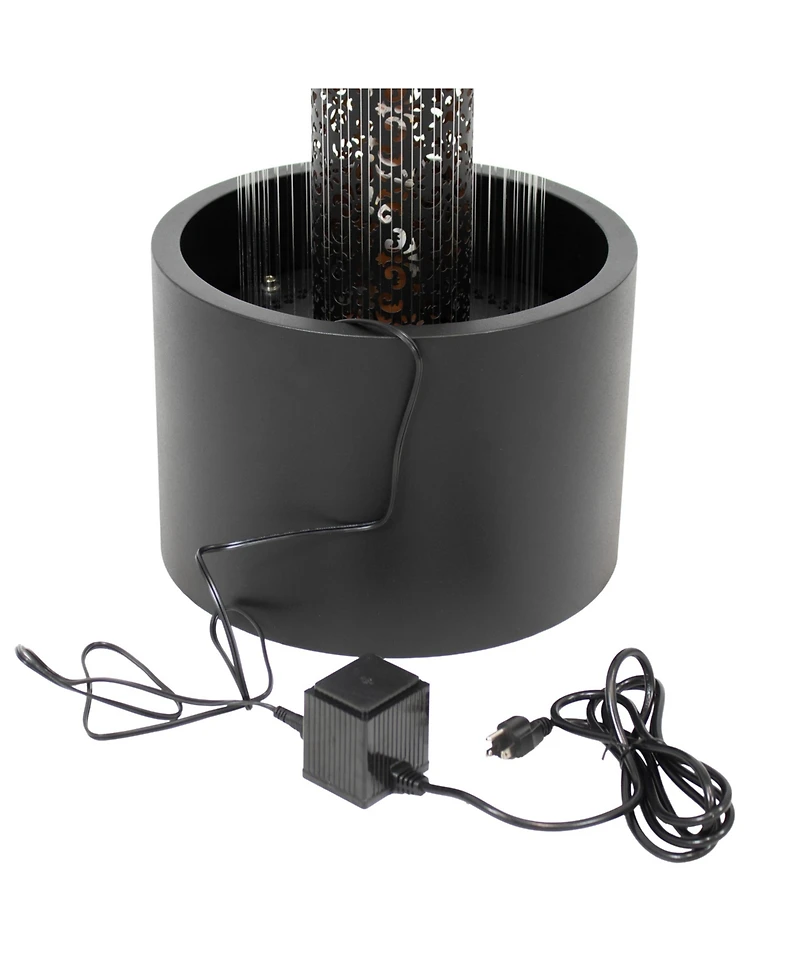 41.25" H Glittering Rain Zinc Outdoor Water Fountain with Warm White Led Lights