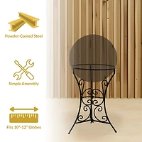 Indoor/Outdoor Decorative Steel Scroll Gazing Ball Stand for 10" or 12" Outdoor Garden Globes - 11" H
