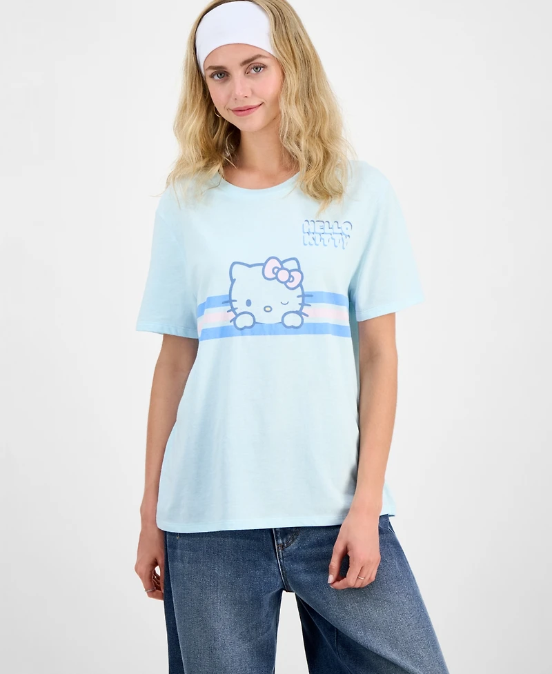Love Tribe Juniors' Hello Kitty Stripe Graphic Print T-Shirt