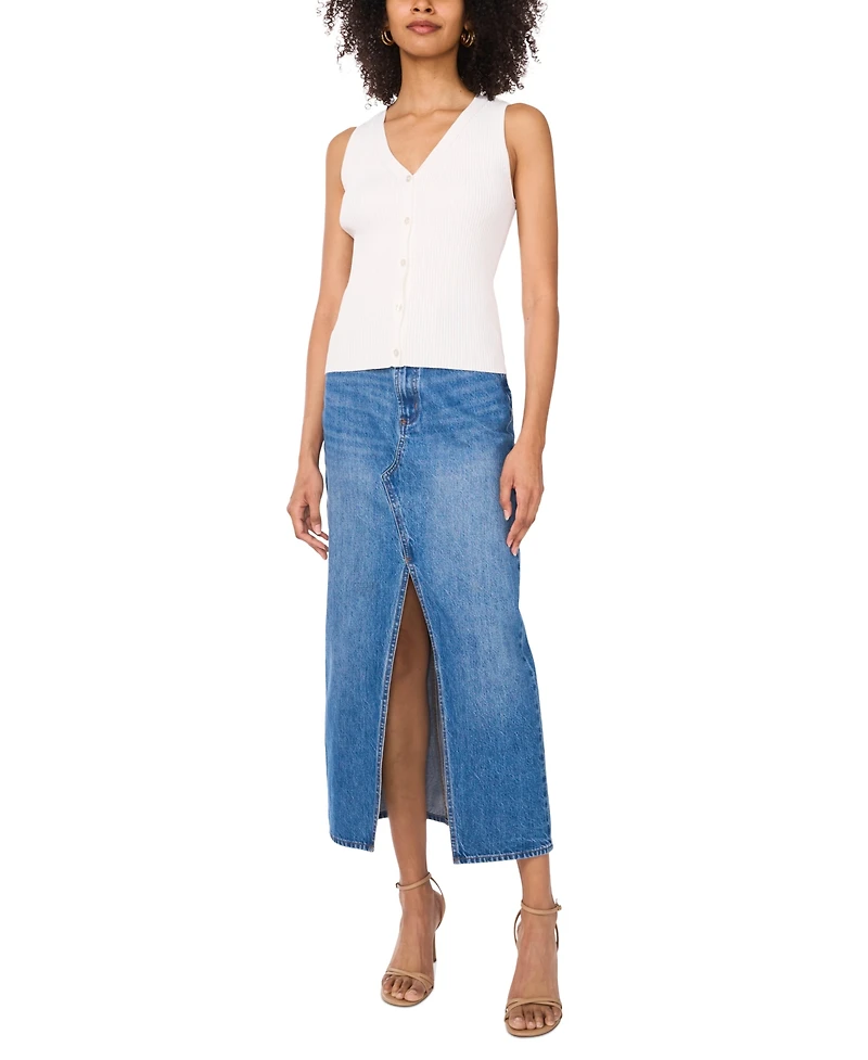Vince Camuto Women's Ribbed Button-Front Sweater Vest
