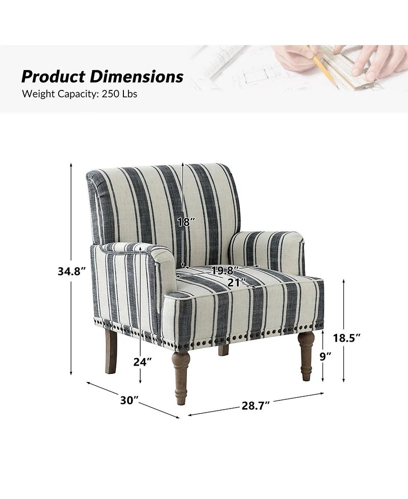 Geltrude farmhouse barbed wooden armchair with spike head trim