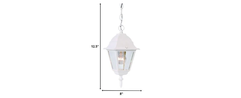 Distressed White Beveled Glass Outdoor Hanging Light