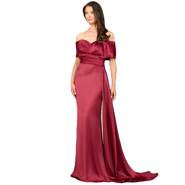 macy's red off the shoulder dress Ella Red Off Shoulder Formal Dress
