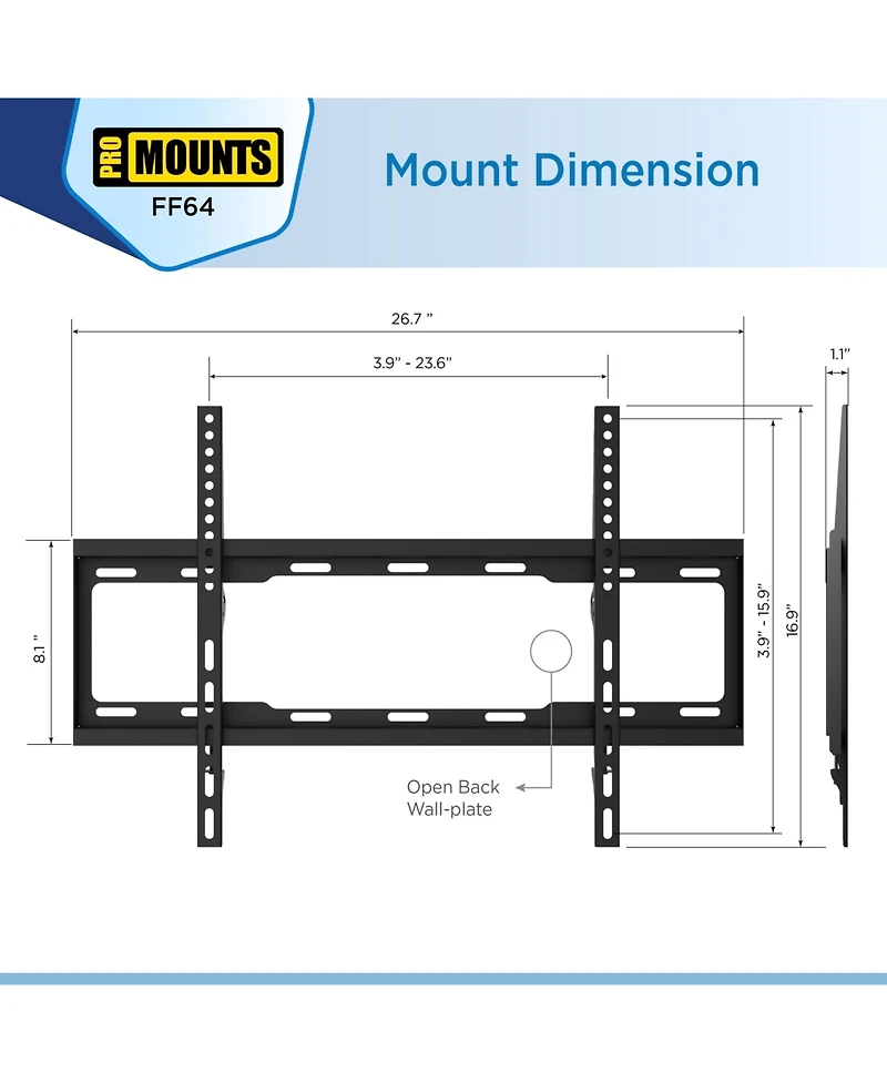 ProMounts Flat Tv Wall Mount for TVs 42"