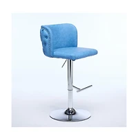 Set of 2 Swivel Bar Stools with Adjustable Height, Pu Leather Upholstered Seat, Tufted High Back, and Chrome Base for Kitchen Island, Home, and Pub-Th