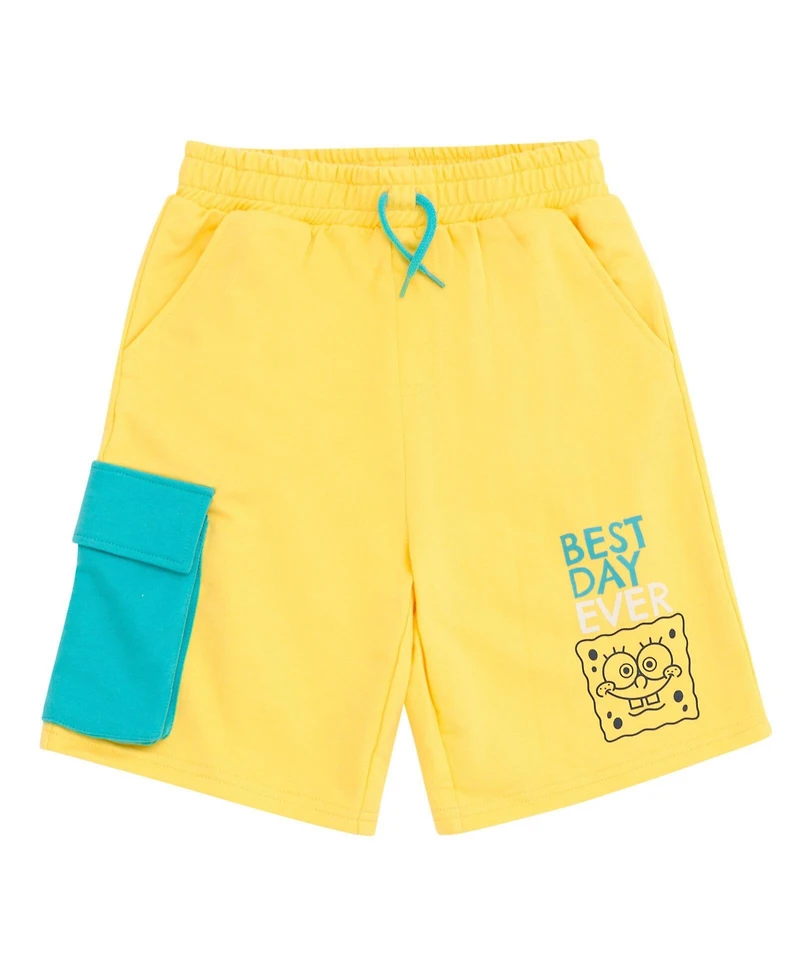 SpongeBob SquarePants Boys French Terry Pullover Hoodie and Shorts Outfit Set