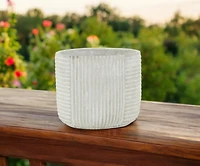 Striped Cement Round Planter – Modern Pot for Indoor & Outdoor Spaces