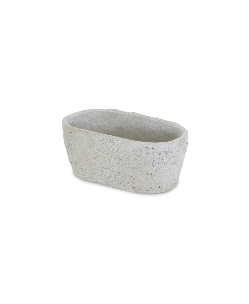 9" Gray Speckle Glaze Cement Indoor Outdoor Oval Pot Planter