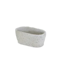 9" Gray Speckle Glaze Cement Indoor Outdoor Oval Pot Planter