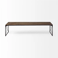Mango Wood Top and Iron Base Accent Bench – Rectangular Design for Entryway & Living Room