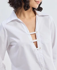 Reistor Women's Crisp Details Button-down Shirt White