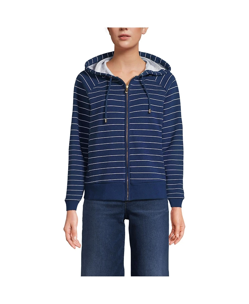Lands' End Women's Serious Sweats Relaxed Long Sleeve Full Zip Hoodie Sweatshirt