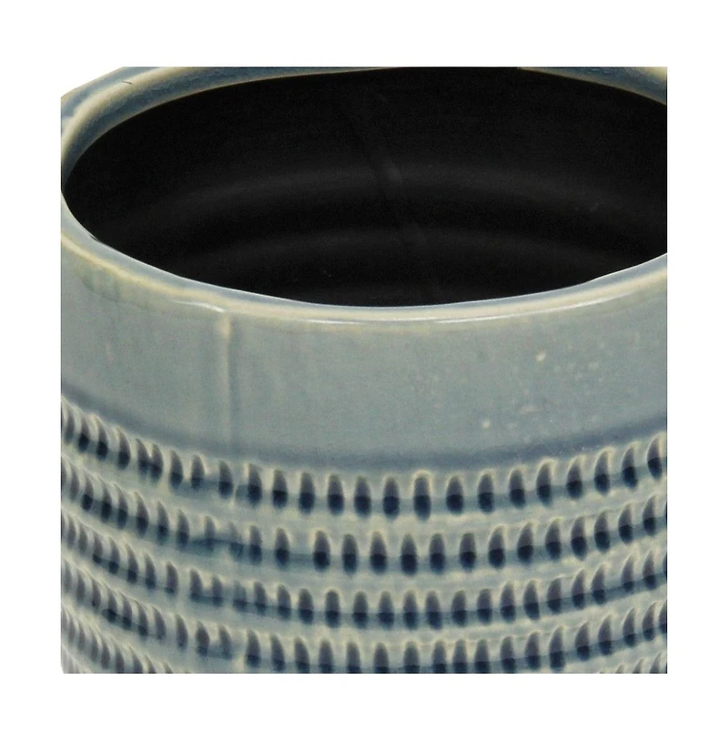 Indoor/Outdoor Striped Ceramic Round Planter – Stylish Pot for Plants
