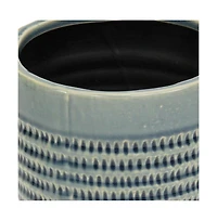 Indoor/Outdoor Striped Ceramic Round Planter – Stylish Pot for Plants