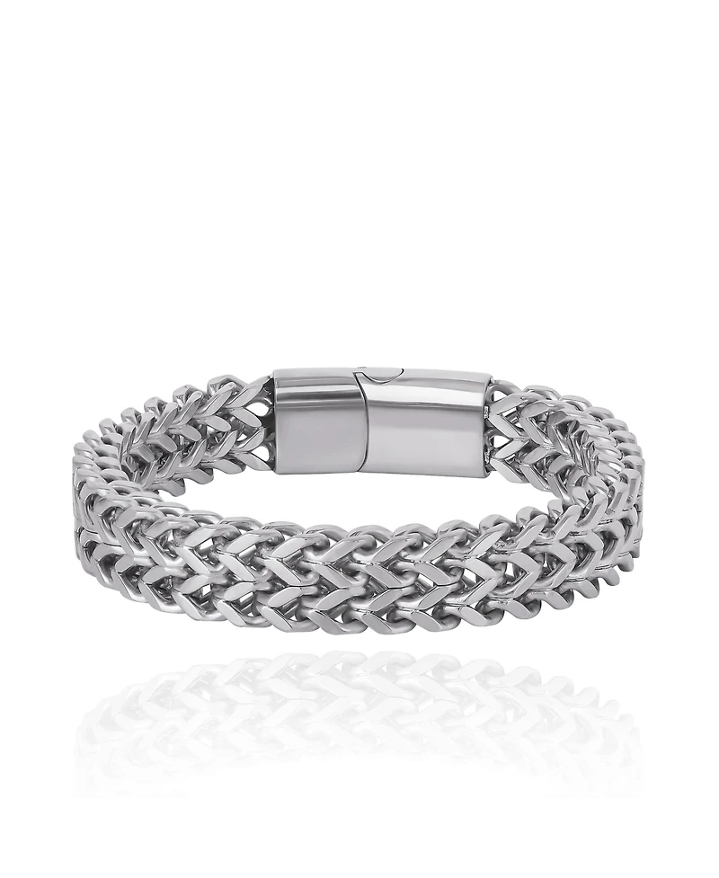 Lucky Brand Men's Silver-Tone Woven Chain Bracelet