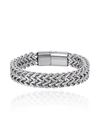 Lucky Brand Men's Silver-Tone Woven Chain Bracelet