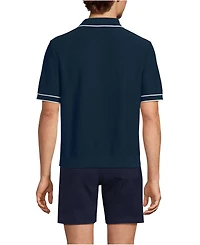 Lands' End Men's Short Sleeve Cooling Zip Sweater Polo