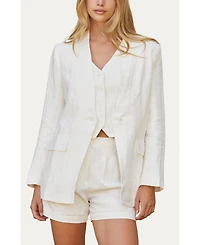 Crescent Women's Zoey Collarless Linen Blazer