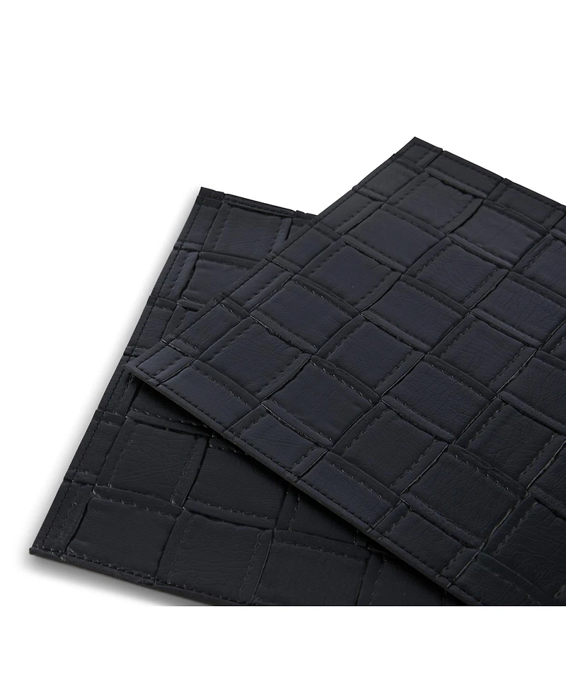 Dainty Home Bostonian Reversible Premium Leather Wipe Clean Placemat 12" x 18" Rectangular Placemats Set of 4