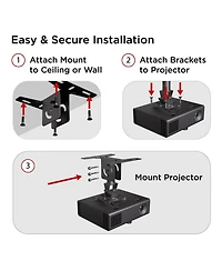 ProMounts Premium Universal Overhead Ceiling Projector Mount, Supports up to 44lbs